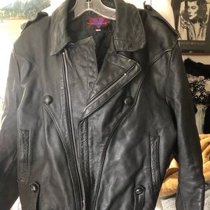 Mens leather motorcycle jacket